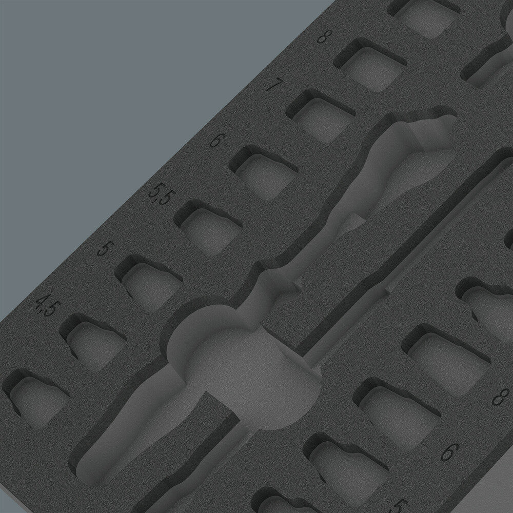 9820 Foam insert 8000 A Zyklop 1/4" ratchet set 1, empty