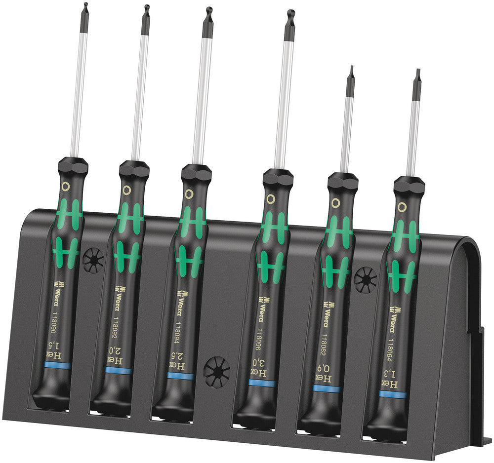 2052/6 Hexagon screwdriver set and rack for electronic applications