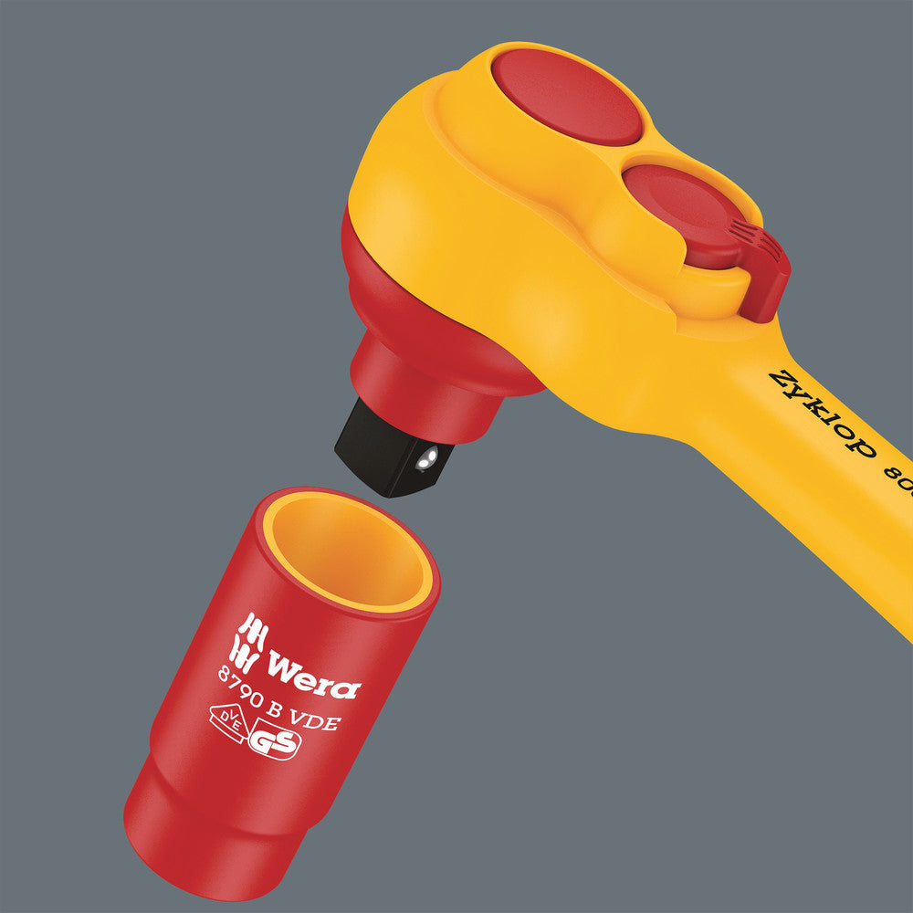 8007 B VDE Zyklop ratchet, insulated, with switch lever, with 3/8" drive
