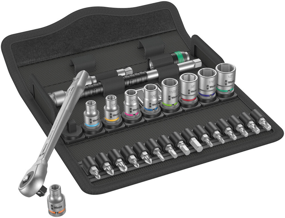 8100 SA 10 Zyklop Metal Ratchet Set with push-through square, 1/4" drive, imperial