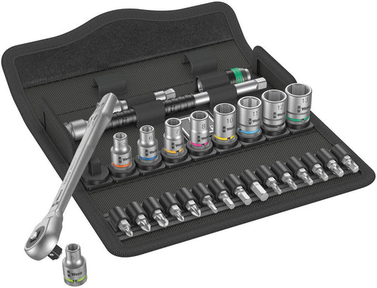 8100 SA 7 Zyklop Metal Ratchet Set with push-through square, 1/4" drive, metric