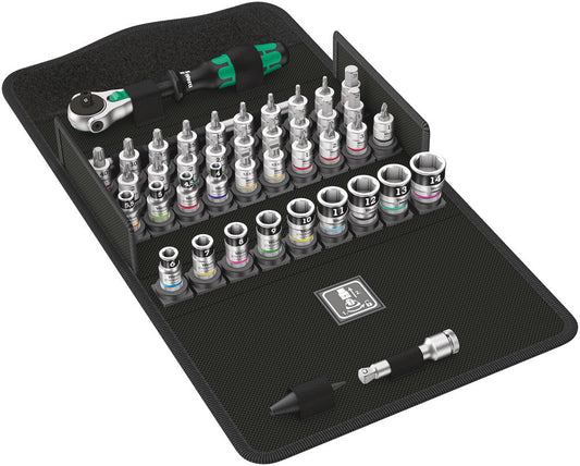 8100 SA All-in Zyklop Speed Ratchet Set, 1/4" drive, with holding function, metric