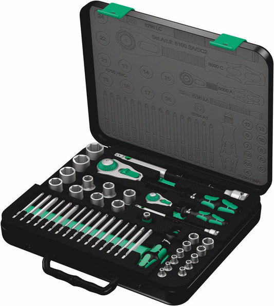 8100 SA/SC 2 Zyklop Speed Ratchet Set, 1/4" drive and 1/2" drive, metric