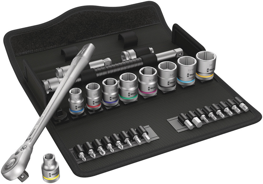 8100 SB 11 Zyklop Metal Ratchet Set with switch lever, 3/8" drive, imperial