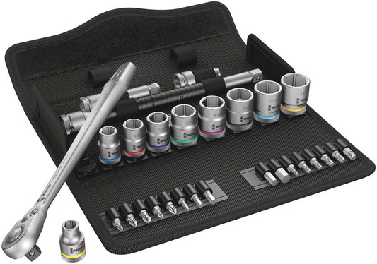 8100 SB 11 Zyklop Metal Ratchet Set with switch lever, 3/8" drive, imperial