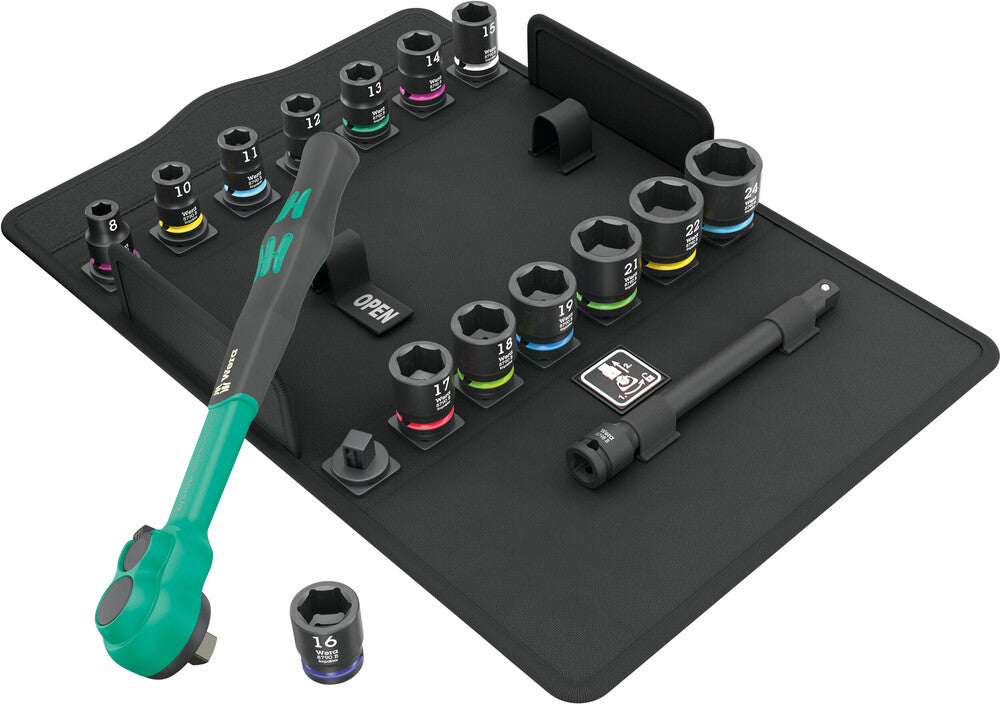 8100 SB 12 Zyklop Comfort Ratchet set, reversing lever, 3/8" drive, metric