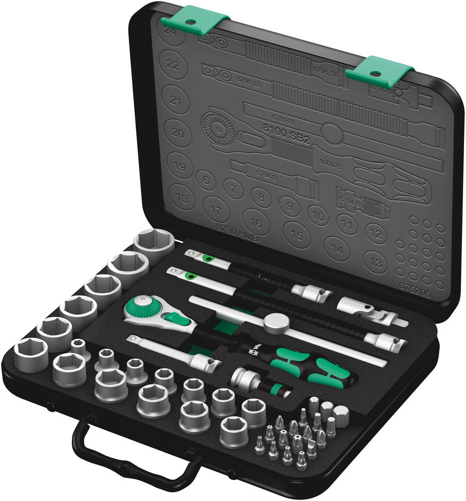 8100 SB 2 Zyklop Speed Ratchet Set, 3/8" drive, metric