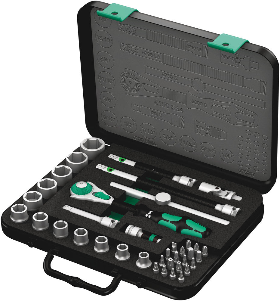 8100 SB 4 Zyklop Speed Ratchet Set, 3/8" drive, imperial
