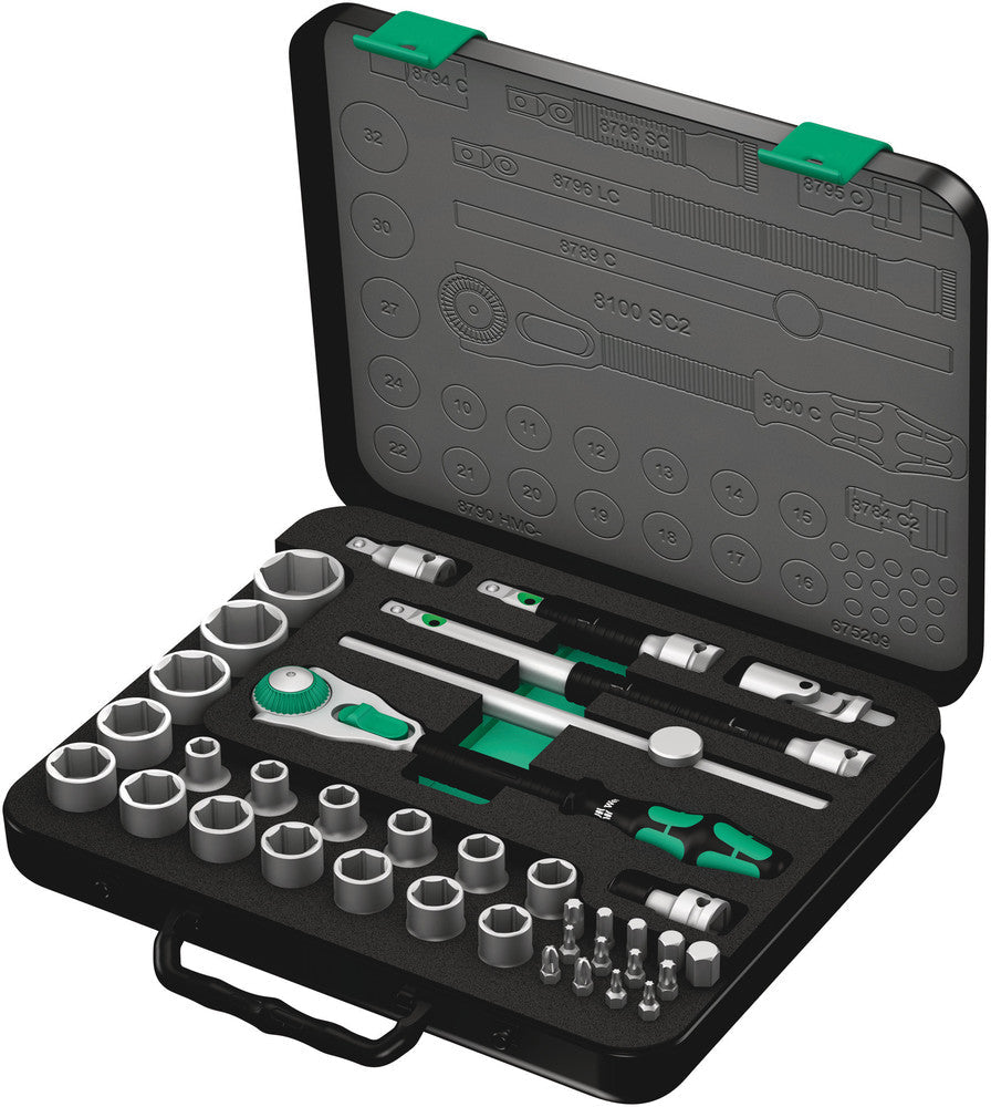 8100 SC 2 Zyklop Speed Ratchet Set, 1/2" drive, metric