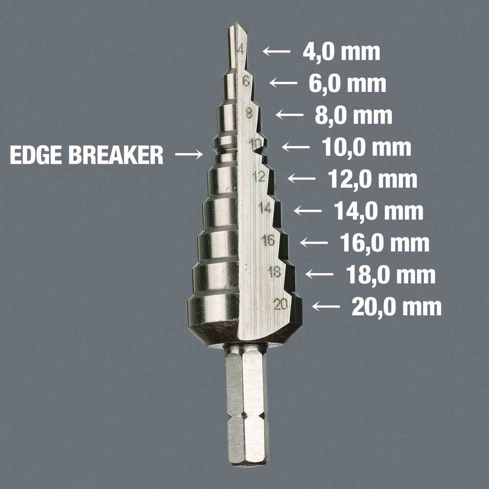 843 Stepped drill bits, 4-20 mm