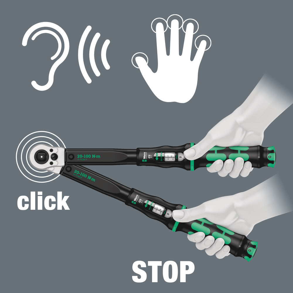 Click-Torque C 2 Push R/L adjustable torque wrench for clockwise and anti-clockwise torque-control, 20-100 Nm