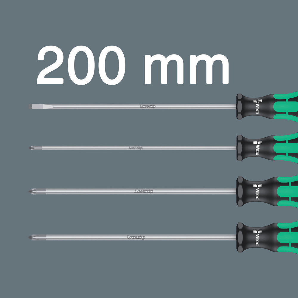 335/350/355/4 Screwdriver set Kraftform Plus Lasertip 200 mm-long blades