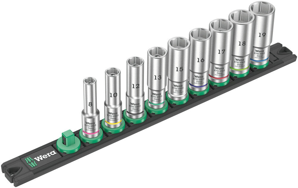 Magnetic socket rail B Deep 1 socket set, 3/8" drive