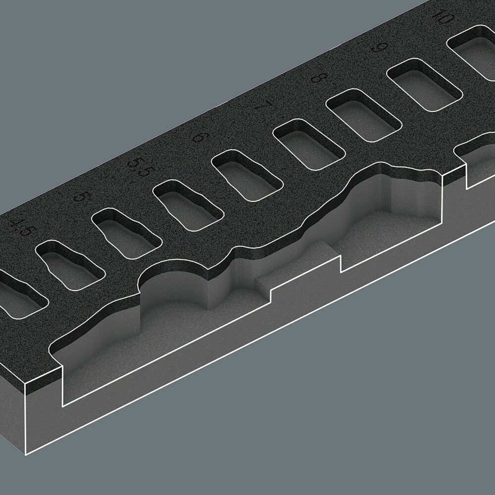 9720 Foam insert 8000 A Zyklop 1/4" ratchet set 1